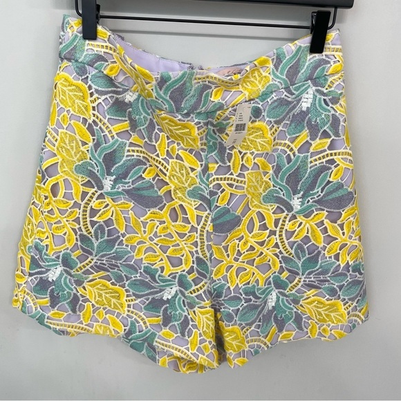 NEW Anthropologie Hutch Lace Pastel Yellow Blue Floral Print Shorts Sz 10 NWT 2 - Picture 3 of 11